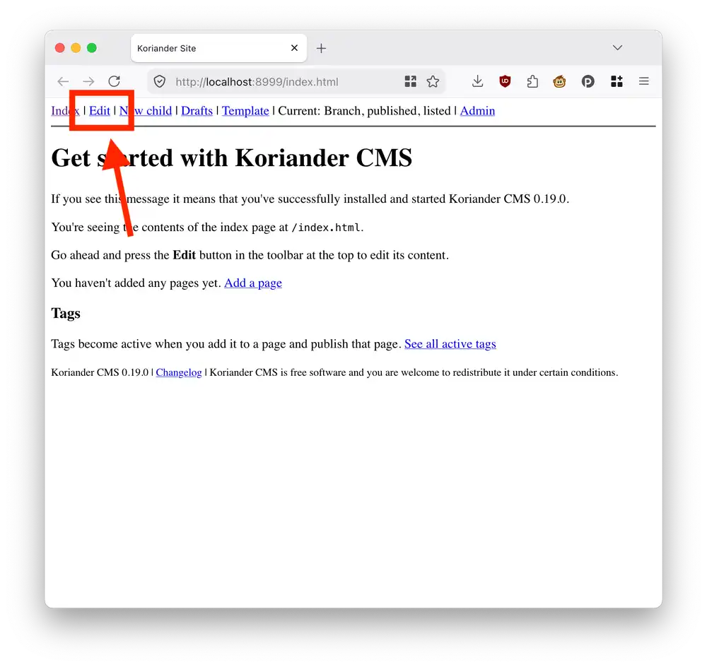 Edit the page using the Edit page link