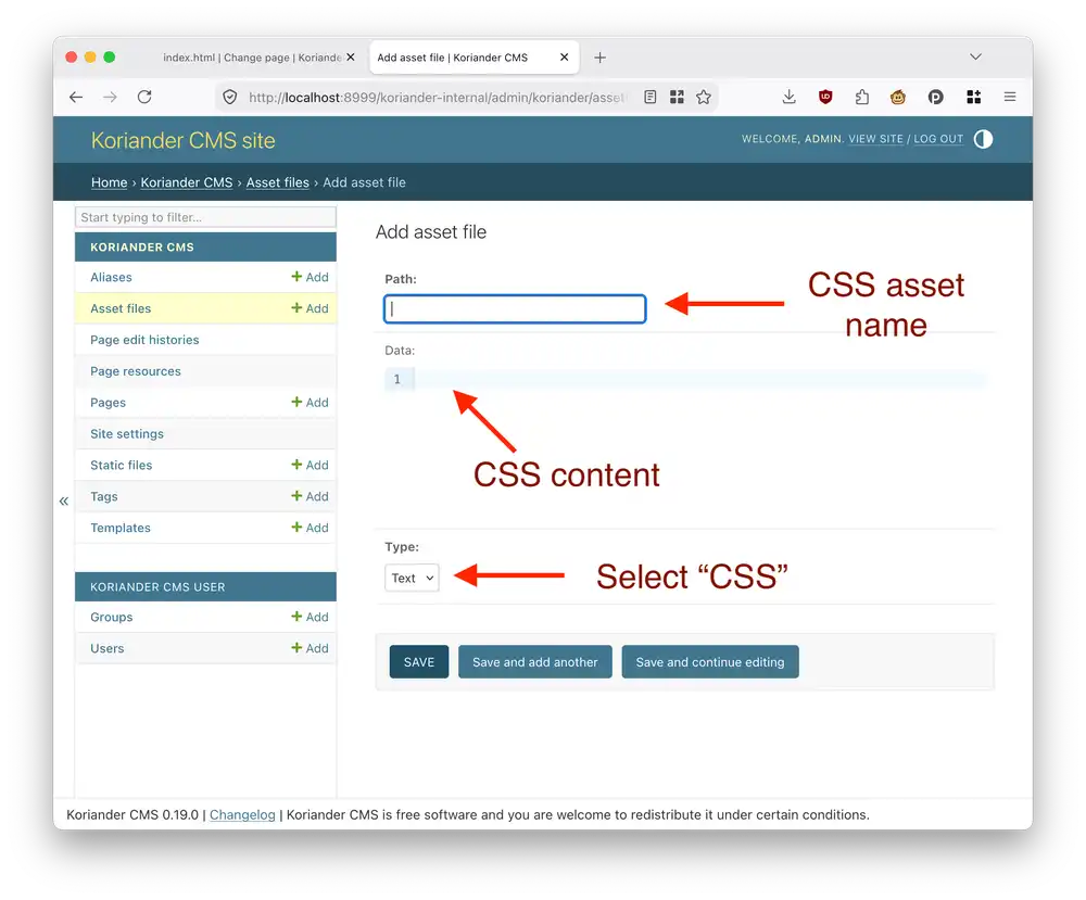 Pressing Add opens up the asset editor