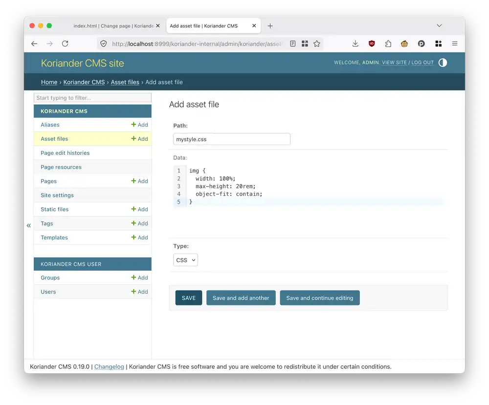 This is how the asset editor looks like when you've updated the Path , Data , and Type field