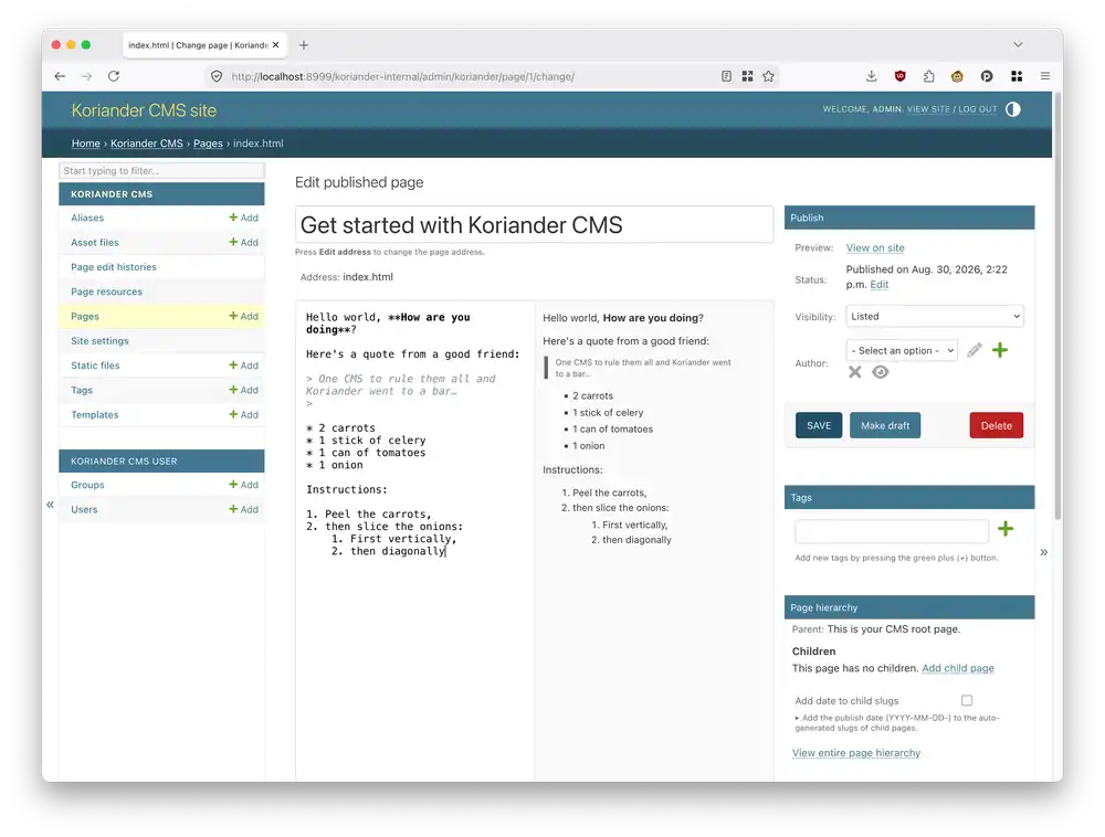 You can format text, create numbered and unnumbered lists, and write quotes with Markdown