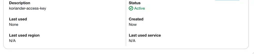 This is what you should see when you've created your access key
