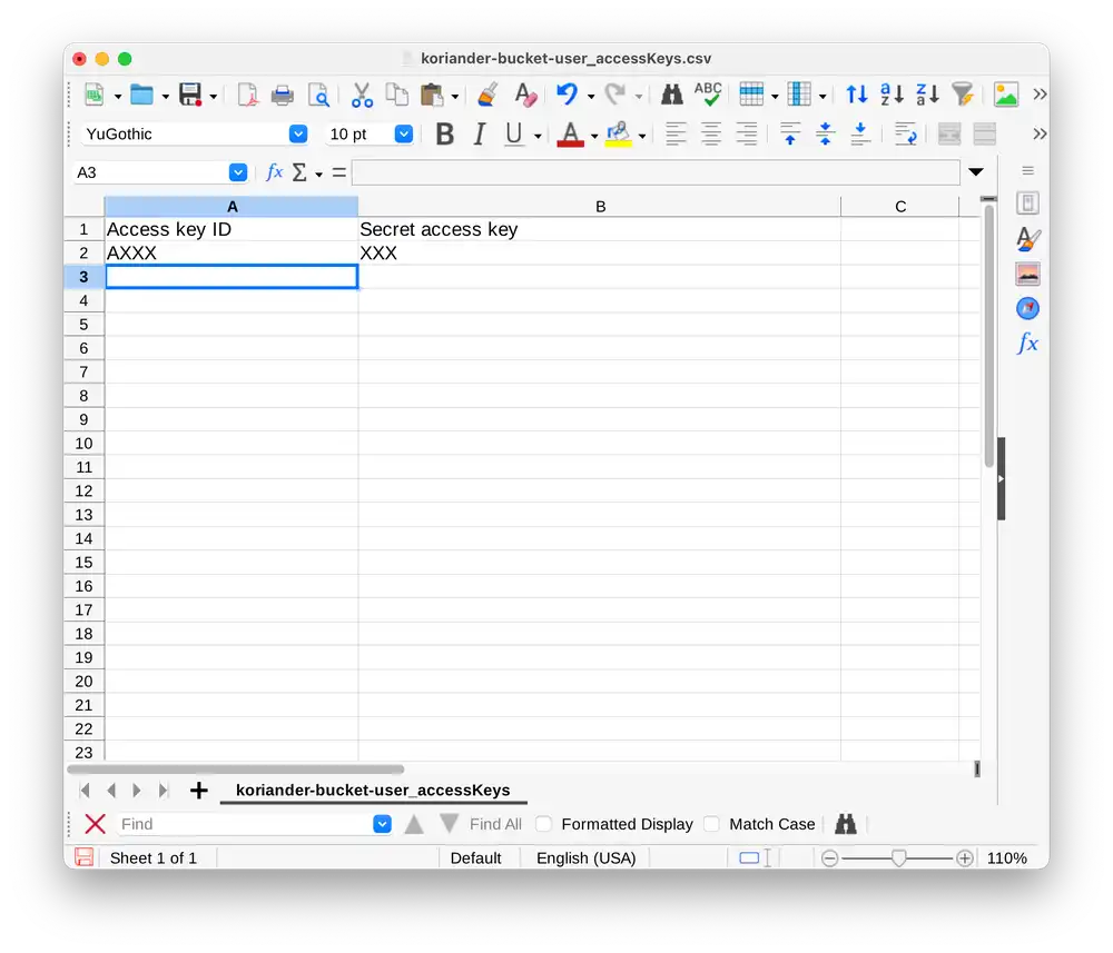 The .csv file contains your access key details