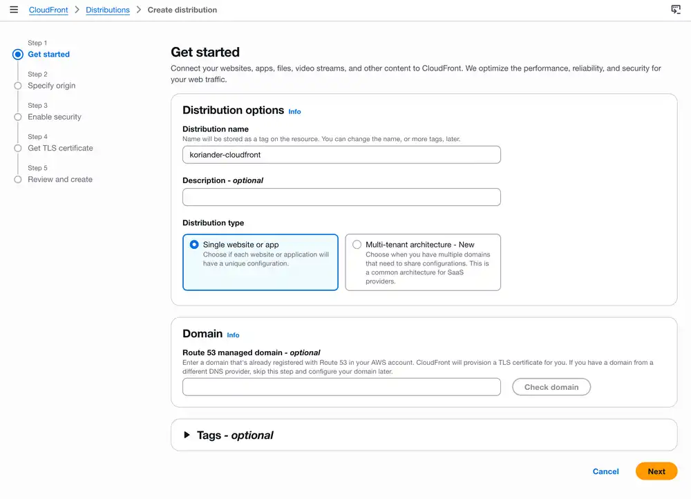 Enter a Distribution name and press Next