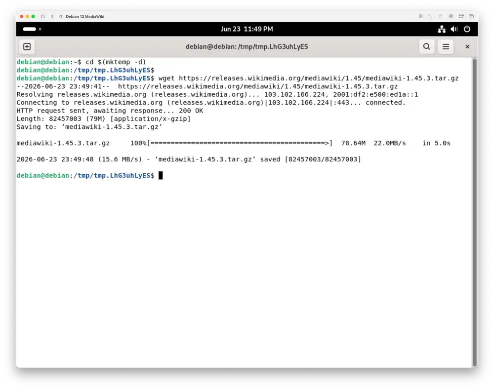 Press enter to download MediaWiki