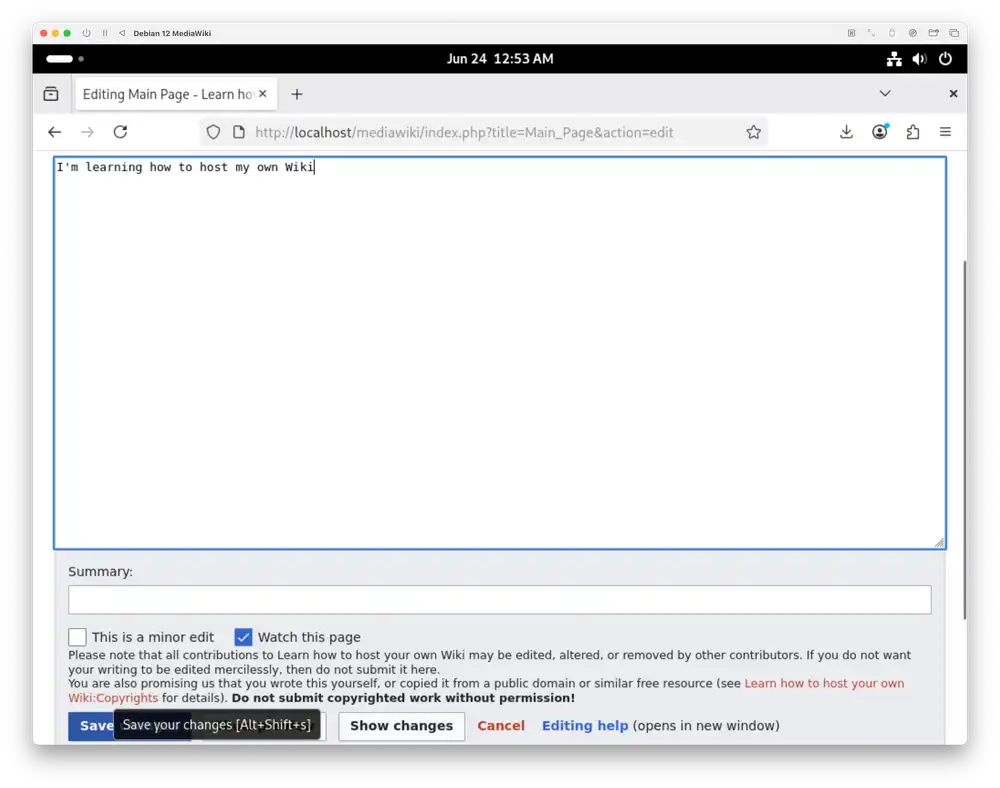 You can change the contents of the Main Page