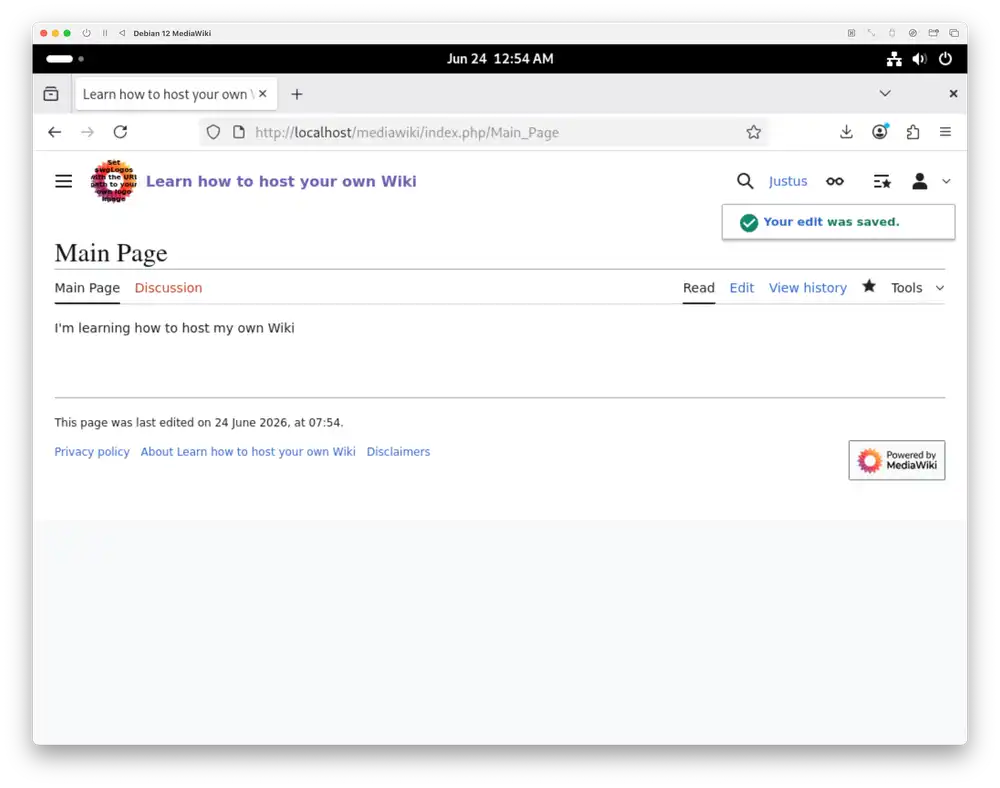 The Main Page now contains your changes