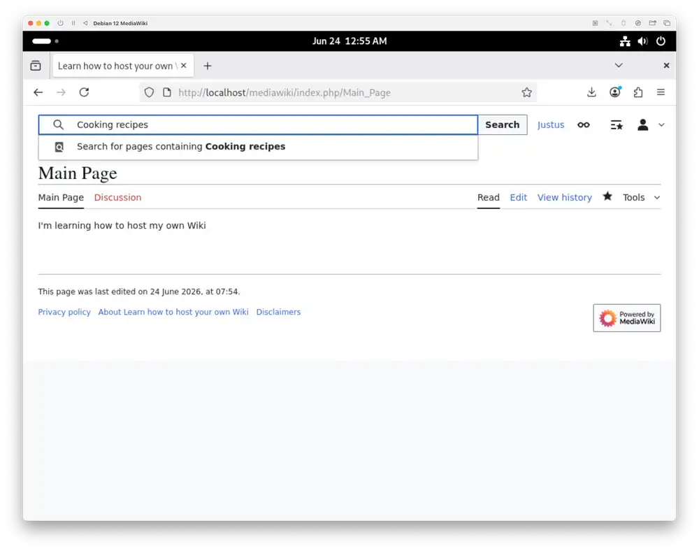 Search for the Cooking recipes page