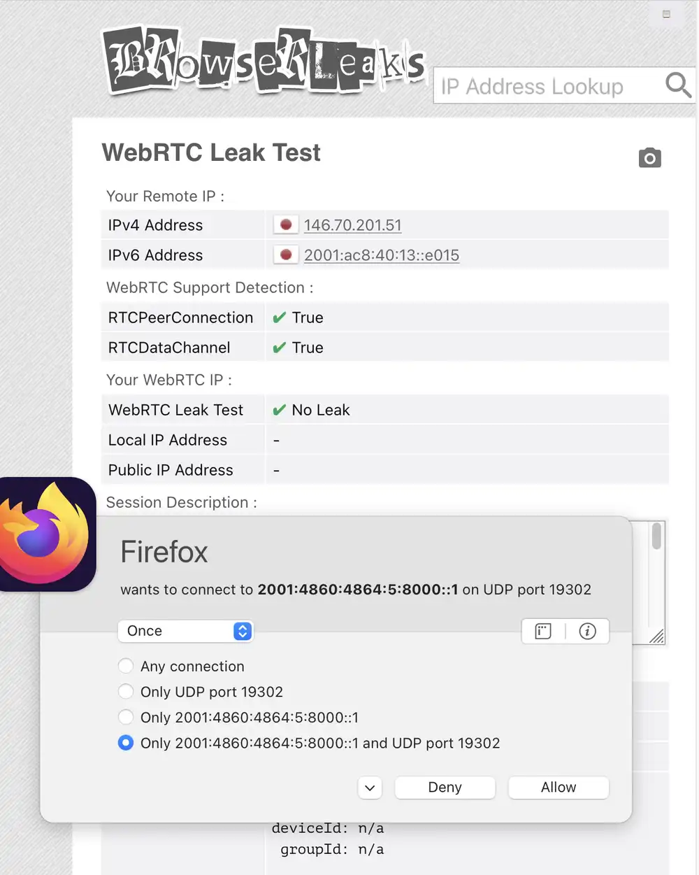 WebRTC Leak Test