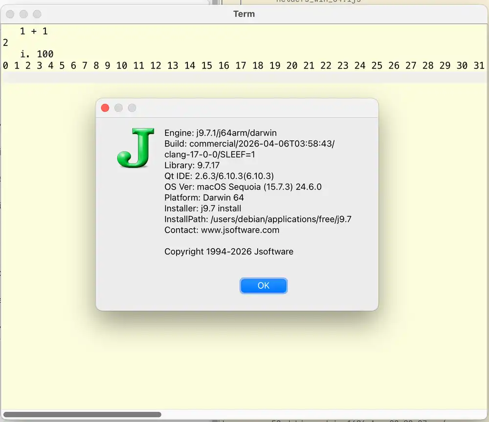 j9.7.1 and JQt running on macOS Sequoia