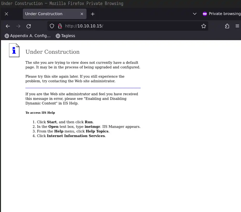 Root page of http://10.10.10.1
