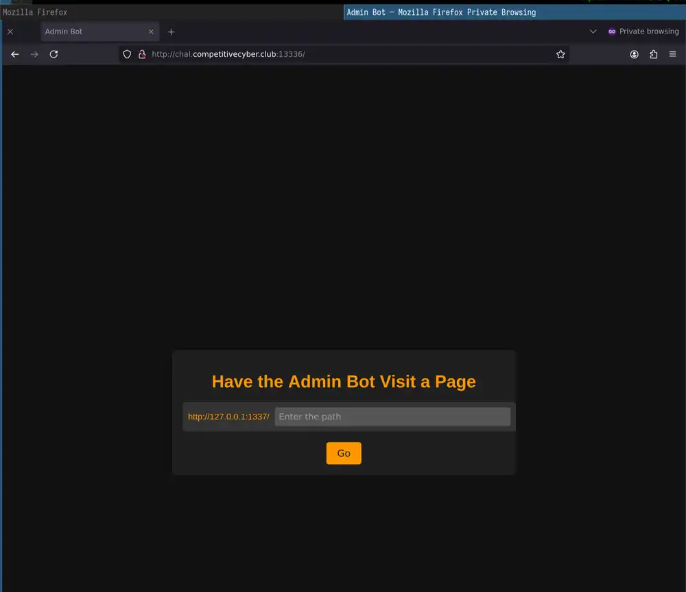 Screenshot of landing page at /