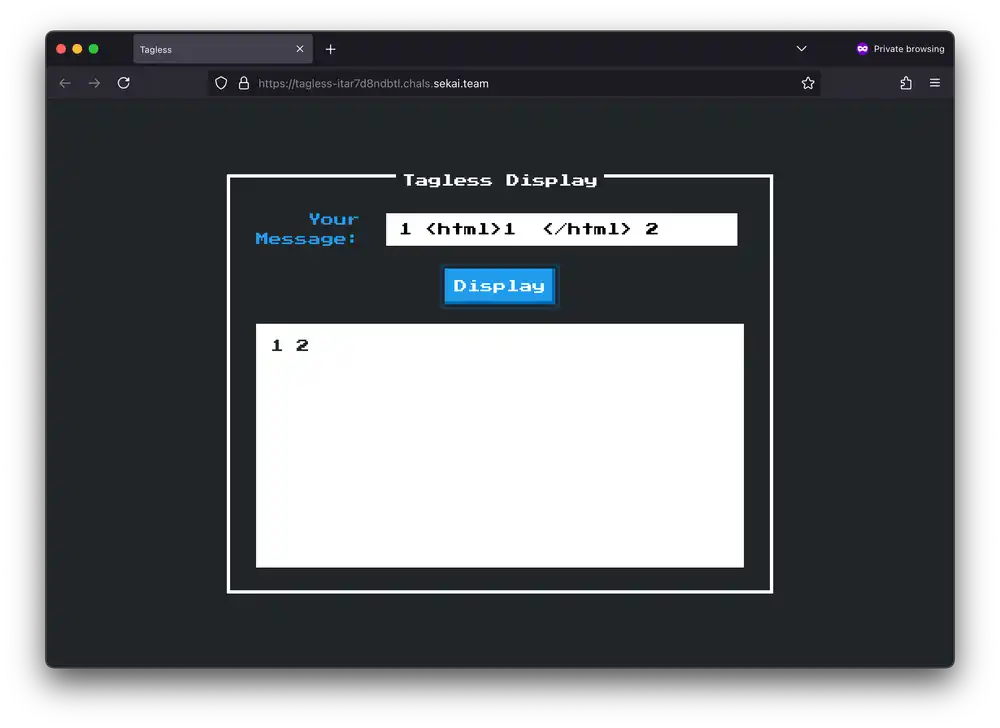 The app strips HTML tag-like things, hm.
