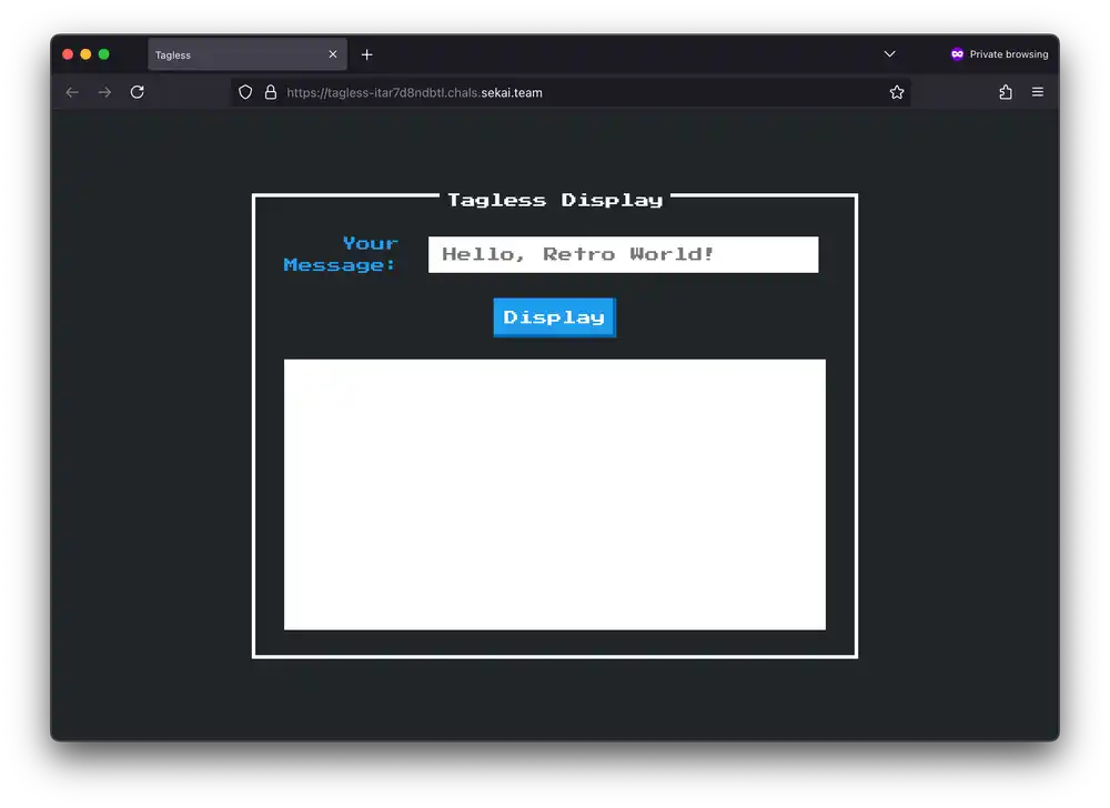 Screenshot of the page served at /